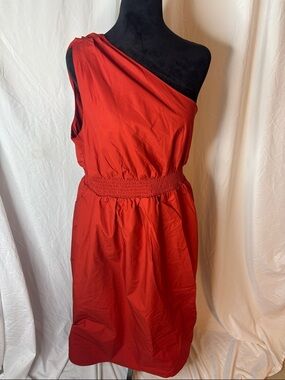 Banana Republic Asymmetrical One-Shoulder Red Dress